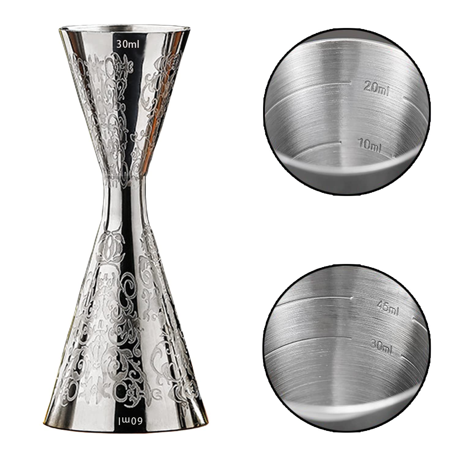WOMLEX Measuring Cup with Graduated Markings, Jigger Cup for Cocktails and Whiskey, Integrated Stainless Steel (Pixie, 30ml/60ml)
WOMLEX Measuring Cup with Graduated Markings, Jigger Cup for Cocktails and Whiskey, Integrated Stainless Steel (Pixie, 30ml/60ml)