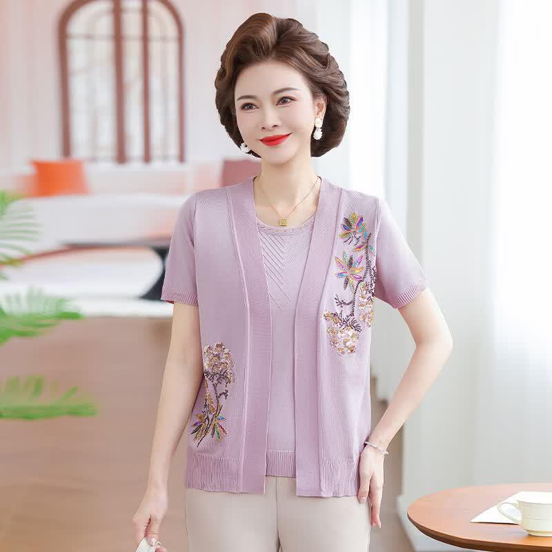 Hengyuanxiang Women s Faux Two-Piece Ice Silk Embroidered Short Sleeve T-Shirt 115
Hengyuanxiang Women s Faux Two-Piece Ice Silk Embroidered Short Sleeve T-Shirt 115