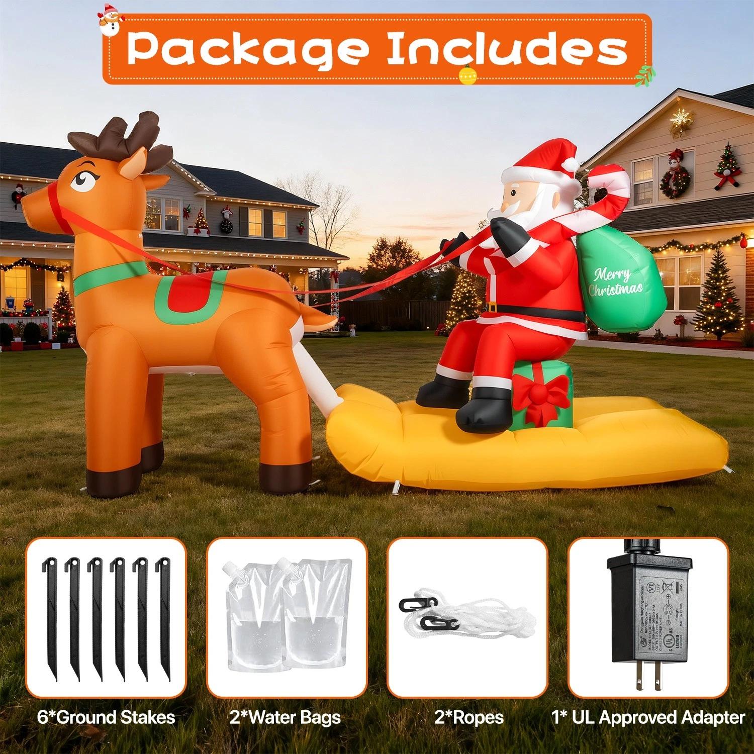 Christmas Inflatable Outdoor Decoration Santa Claus On Sleigh With Reindeer With LED Light Xmas Blow Up Model For Party Yard
Christmas Inflatable Outdoor Decoration Santa Claus On Sleigh With Reindeer With LED Light Xmas Blow Up Model For Party Yard