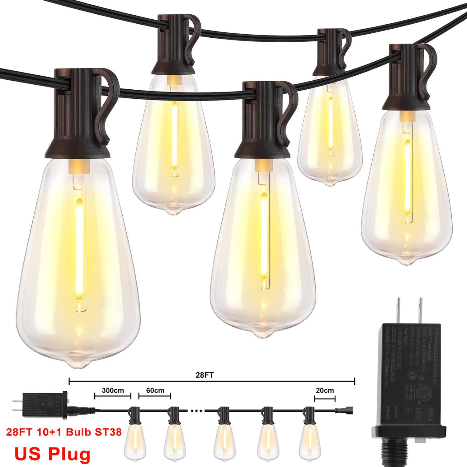 28FT US Plug ST38 String Light Outdoor, 1/2/3/4pcs 10+1 LED Patio Light Fairy Garden Lamp For Home Xmas New Year Party Halloween
28FT US Plug ST38 String Light Outdoor, 1/2/3/4pcs 10+1 LED Patio Light Fairy Garden Lamp For Home Xmas New Year Party Halloween