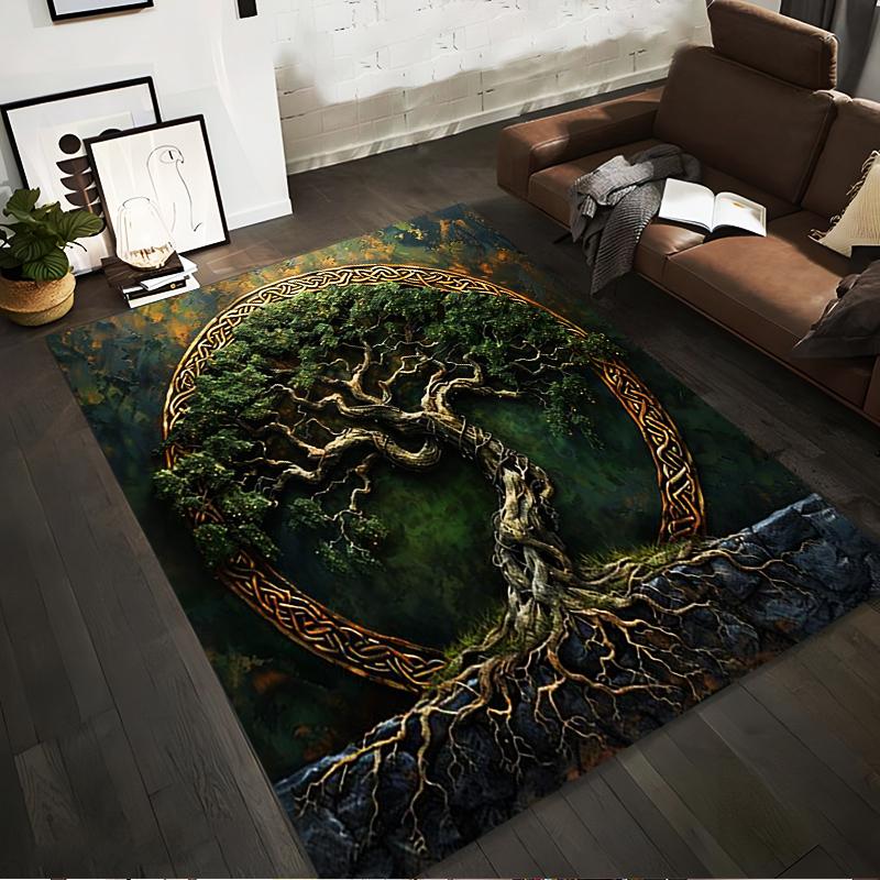 Ancient Tree of Life Carpet With Celtic Circle Design in Green Suitable for use as an anti-slip for living room bedroom sofas 40x60cm( 15x23in )
Ancient Tree of Life Carpet With Celtic Circle Design in Green Suitable for use as an anti-slip for living room bedroom sofas 40x60cm( 15x23in )