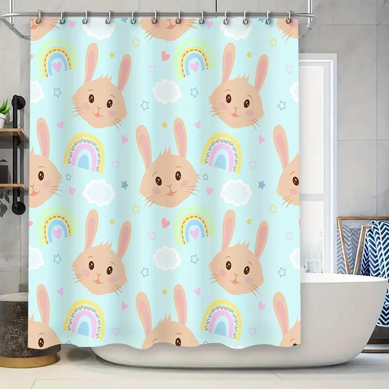 Blue Rabbit Shower Curtain With Rainbow Design Cute Bathroom Decoration For Kids Room Fabric Waterproof Liner Home Decor. W60H190(CM)-1 Pcs
Blue Rabbit Shower Curtain With Rainbow Design Cute Bathroom Decoration For Kids Room Fabric Waterproof Liner Home Decor. W60H190(CM)-1 Pcs