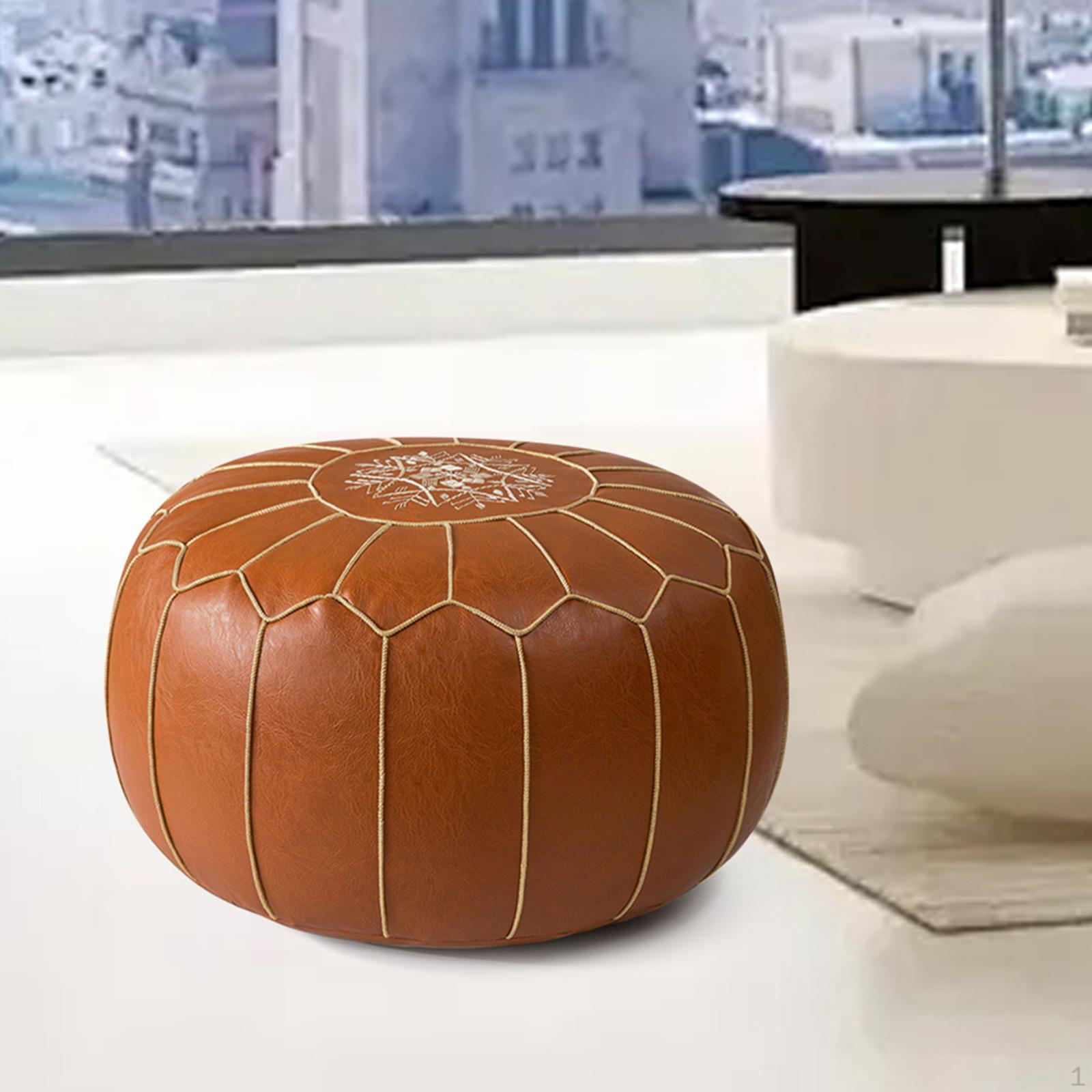 Марокканский пуф из искусственной кожи ручной работы в стиле бохо, подставка для ног, османский кожаный пуф, напольная подушка без набивки Color A 
Марокканский пуф из искусственной кожи ручной работы в стиле бохо, подставка для ног, османский кожаный пуф, напольная подушка без набивки Color A