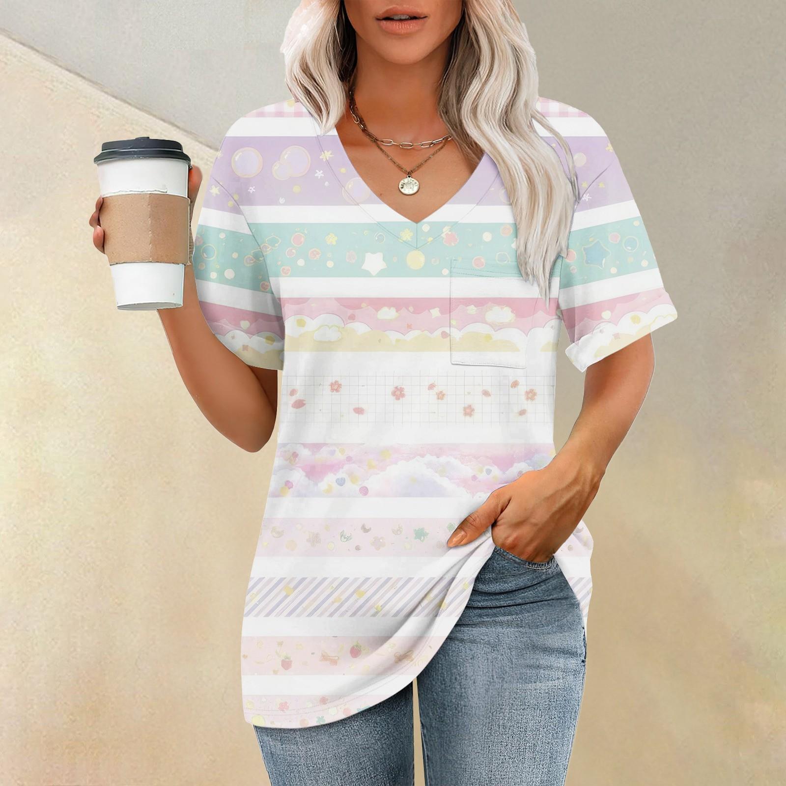 Жіночі футболки з V-подібним вирізом і короткими рукавами Літні топи Повсякденні базові футболки Модні XL білий
Жіночі футболки з V-подібним вирізом і короткими рукавами Літні топи Повсякденні базові футболки Модні XL білий