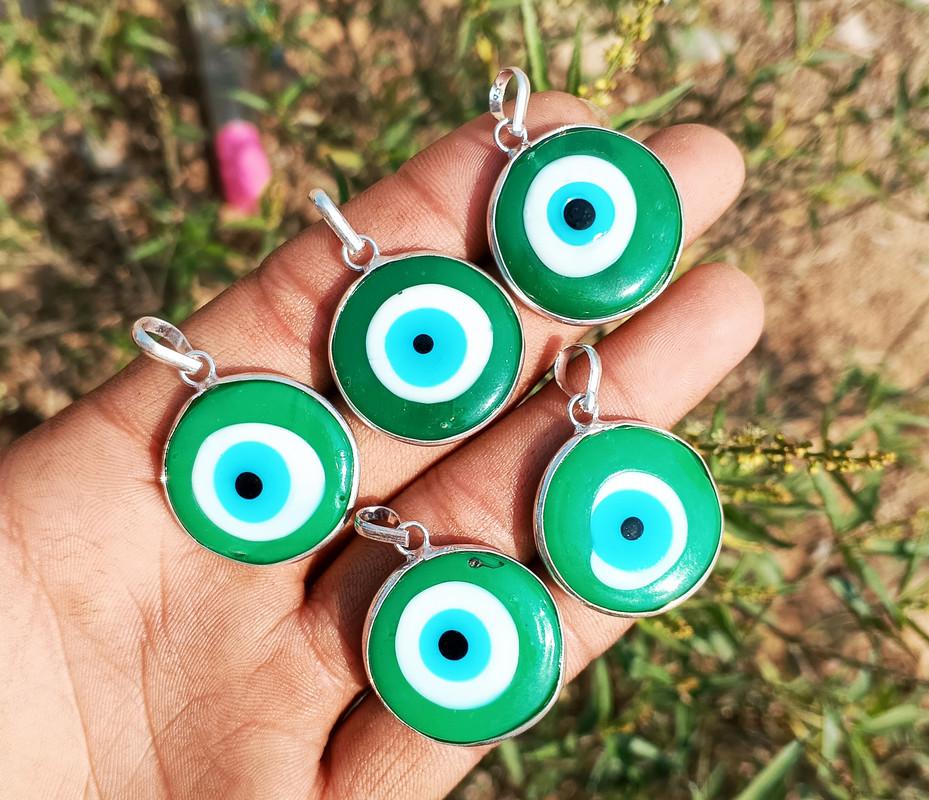 Evil Eye Gemstone 925 Sterling Silver Plated Gift Mom Wholesale Lot 5Pcs Pendants Jewelry WLP-P20 4 Cm зелений
Evil Eye Gemstone 925 Sterling Silver Plated Gift Mom Wholesale Lot 5Pcs Pendants Jewelry WLP-P20 4 Cm зелений