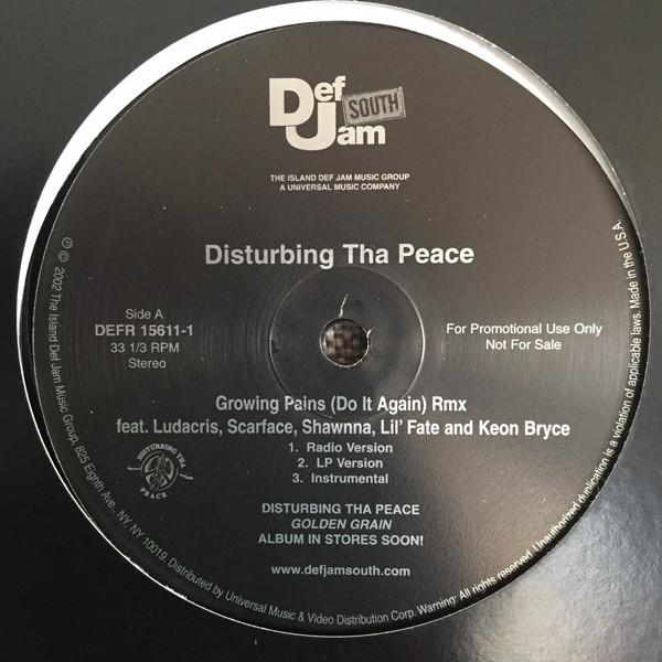 12inch Record DISTURBING THA PEACE - Growing Pains (Do It Again) (Remix) DEFR156111PROMO Def Jam South 2002 US Rap & Hip-Hop/R&B Used
12inch Record DISTURBING THA PEACE - Growing Pains (Do It Again) (Remix) DEFR156111PROMO Def Jam South 2002 US Rap & Hip-Hop/R&B Used