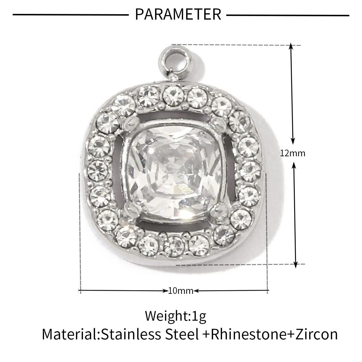 3pcs/Lot Fashion Stainless Steel Zircon Crystal Charms Oval Star Heart Round Square HorseeyeStone Necklace DIY Small Pendant
3pcs/Lot Fashion Stainless Steel Zircon Crystal Charms Oval Star Heart Round Square HorseeyeStone Necklace DIY Small Pendant