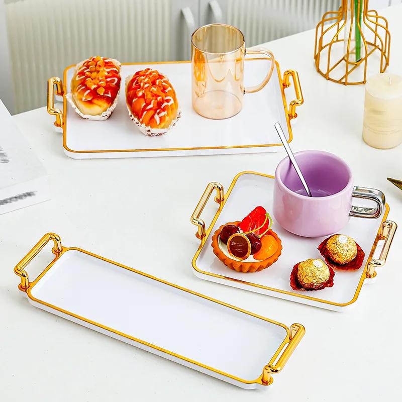 Rectangular Cosmetics Storage Tray Light Luxury Tray Ins Style Tea Tray Kitchen Home Tray Handle for Living Room Coffee Shop
Rectangular Cosmetics Storage Tray Light Luxury Tray Ins Style Tea Tray Kitchen Home Tray Handle for Living Room Coffee Shop