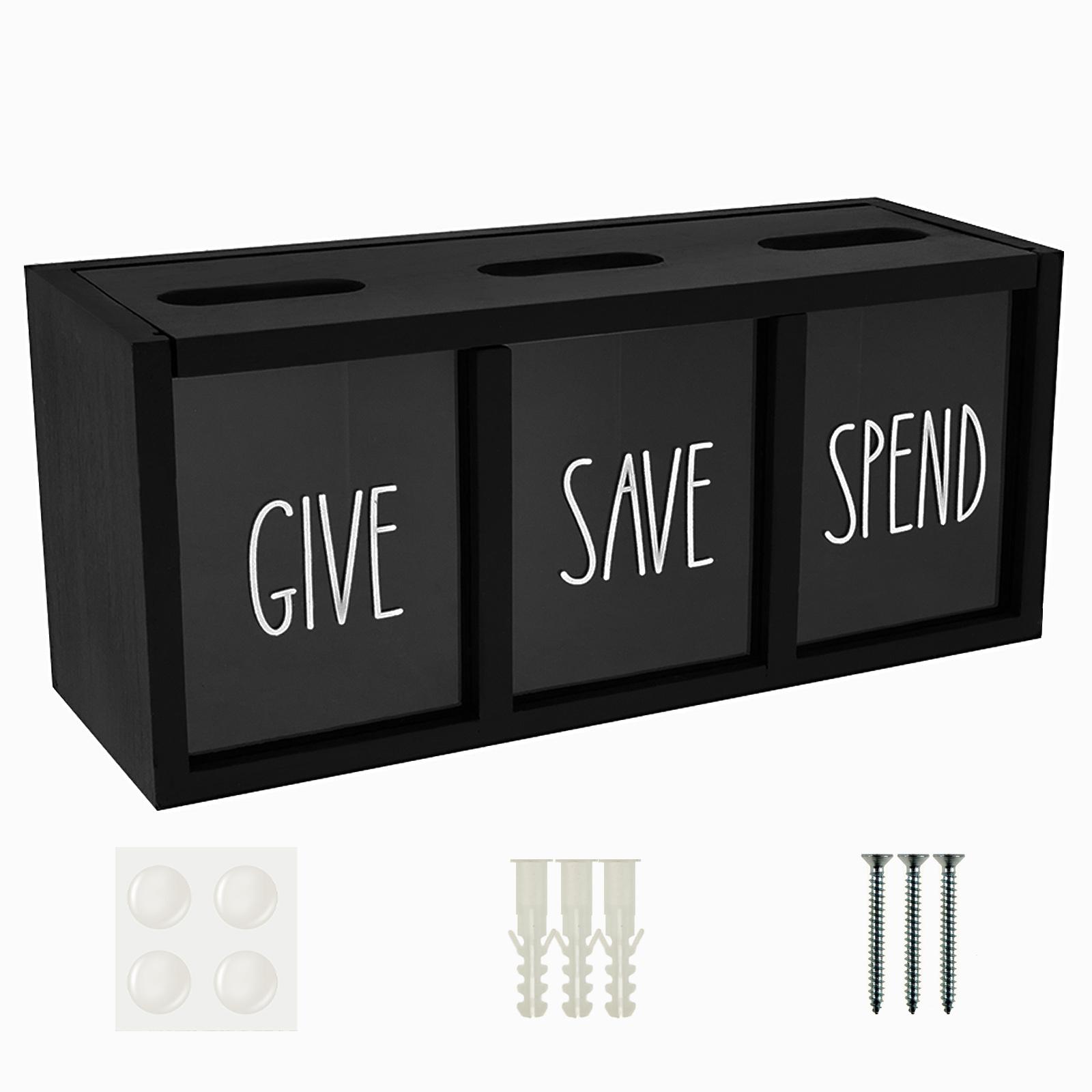 Give Save Spend Money Box Visualized Wood Money Saving Box Kids Piggy Bank Safe Box Money Saver for Cultivate Money Saving чорний
Give Save Spend Money Box Visualized Wood Money Saving Box Kids Piggy Bank Safe Box Money Saver for Cultivate Money Saving чорний