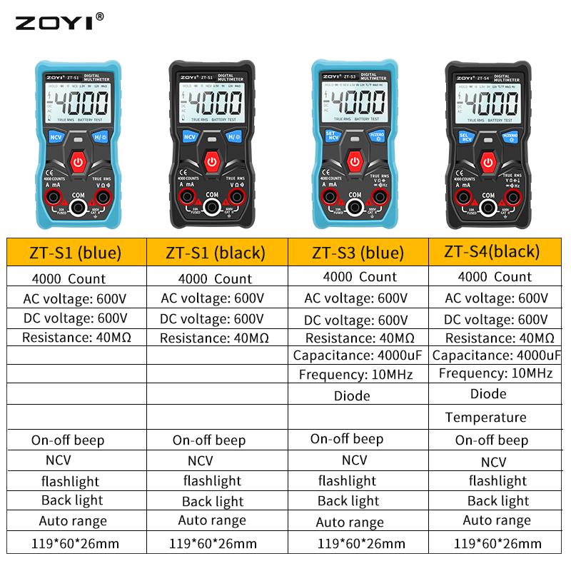 ZOYI S1/2/3 Digital Multimeter tester autoranging True rms automotriz Mmultimetro with NCV LCD backlight Flashlight like RM403B
ZOYI S1/2/3 Digital Multimeter tester autoranging True rms automotriz Mmultimetro with NCV LCD backlight Flashlight like RM403B