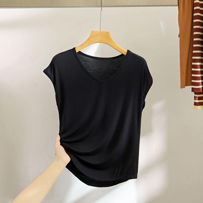 Модальная футболка без рукавов с V-образным вырезом, летний свободный облегающий базовый топ, женская повседневная тонкая верхняя одежда, базовая футболка Black XL (60.00 kg-70.00 kg recommended
Модальная футболка без рукавов с V-образным вырезом, летний свободный облегающий базовый топ, женская повседневная тонкая верхняя одежда, базовая футболка Black XL (60.00 kg-70.00 kg recommended
