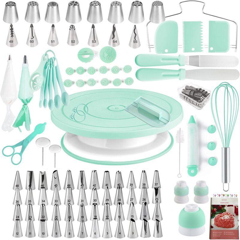Набір для прикраси торта: Поворотний столик із 137 предметів, насадки та інструменти для випічки для початківців
Набір для прикраси торта: Поворотний столик із 137 предметів, насадки та інструменти для випічки для початківців