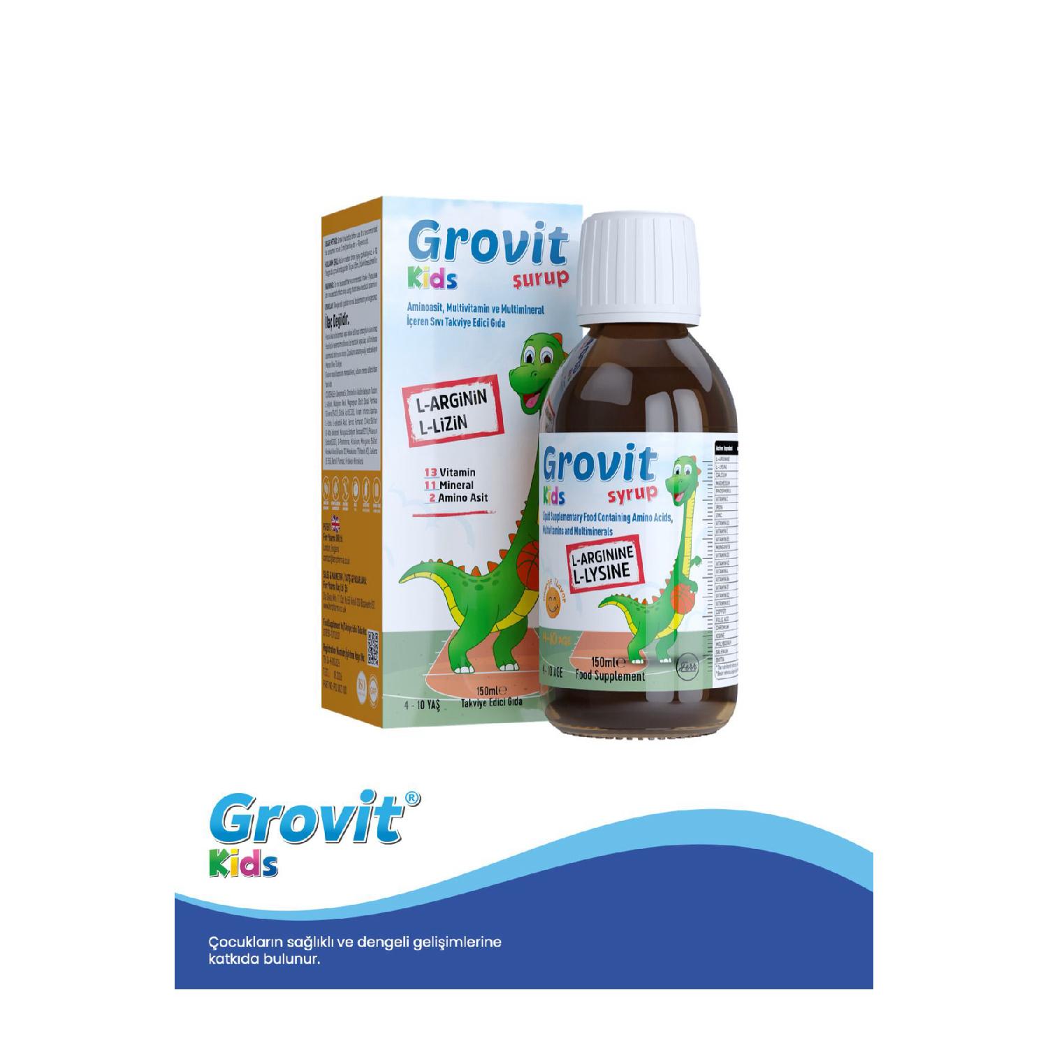 Grovit Kids Arginine, Lysine, Multivitamin And Multimineral Containing Liquid Reinforcing Food 150ml
Grovit Kids Arginine, Lysine, Multivitamin And Multimineral Containing Liquid Reinforcing Food 150ml
