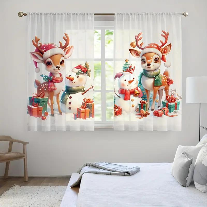 Set Of 2 Christmas Reindeer Snowman Thin Curtains Pole Bag Privacy Protection Suitable Decoration Various Scenes Curtain Light Filtering Made W100*H70(CM)-Hooks&1PCS
Set Of 2 Christmas Reindeer Snowman Thin Curtains Pole Bag Privacy Protection Suitable Decoration Various Scenes Curtain Light Filtering Made W100*H70(CM)-Hooks&1PCS