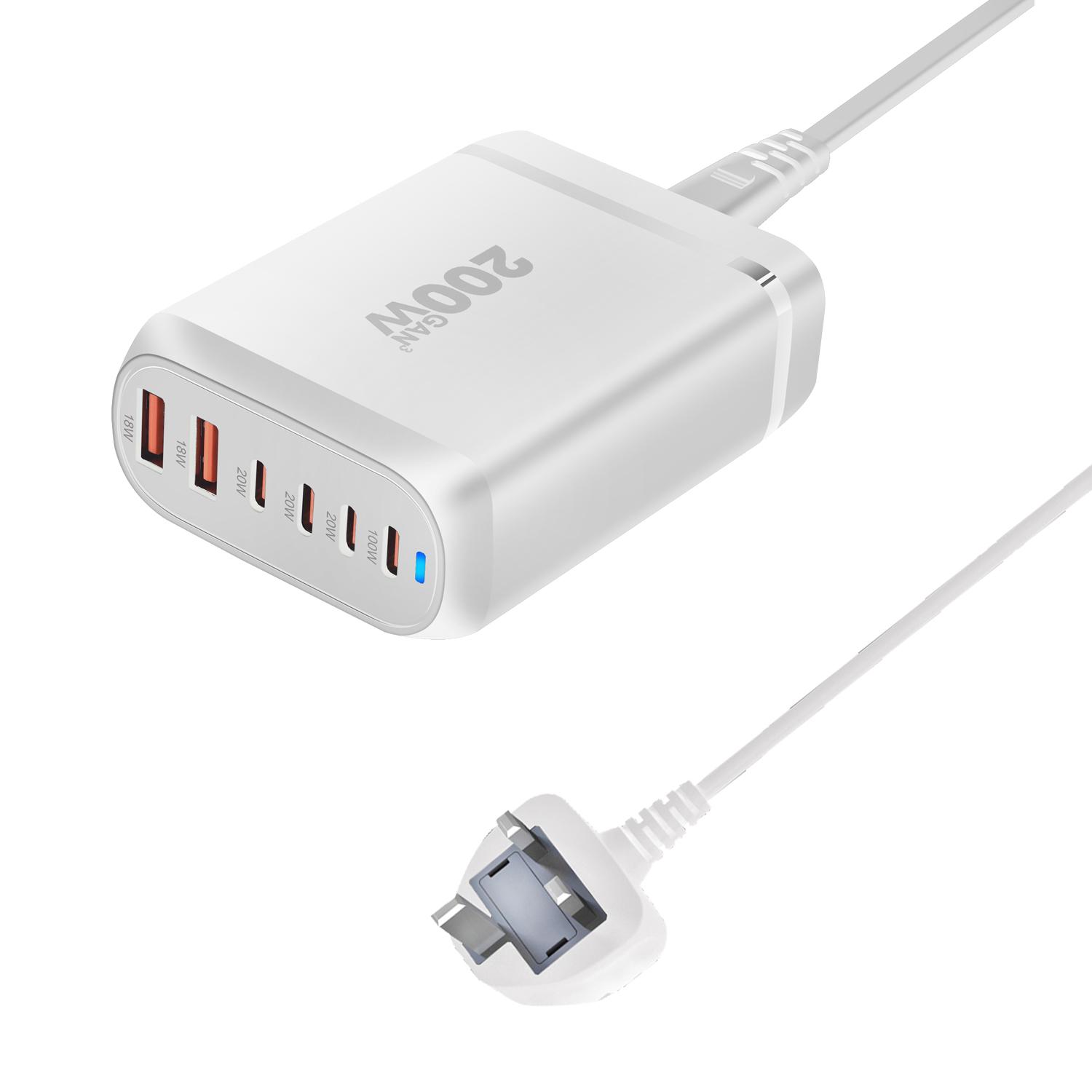 200 Вт GaN Настільний зарядний пристрій 6-портовий USB Type C PD зарядний пристрій Fast Charge 3.0 Fast Charger Мобільний зарядний пристрій USB UK Plug білий
200 Вт GaN Настільний зарядний пристрій 6-портовий USB Type C PD зарядний пристрій Fast Charge 3.0 Fast Charger Мобільний зарядний пристрій USB UK Plug білий