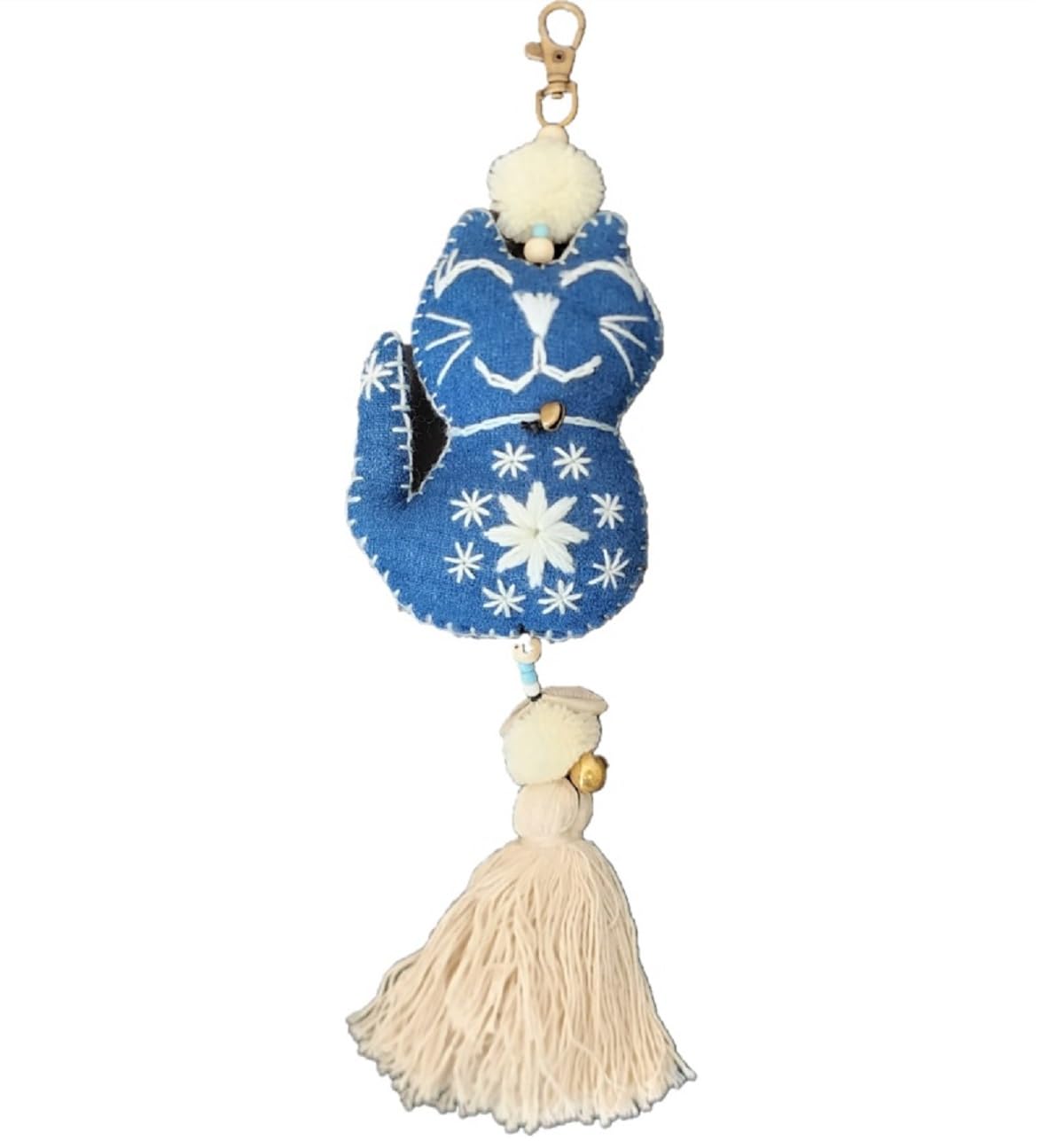 Cute Thai Cotton Handmade Cat Bag Charm with Tassel and Tassel, Keychain (Indigo Cat)
Cute Thai Cotton Handmade Cat Bag Charm with Tassel and Tassel, Keychain (Indigo Cat)