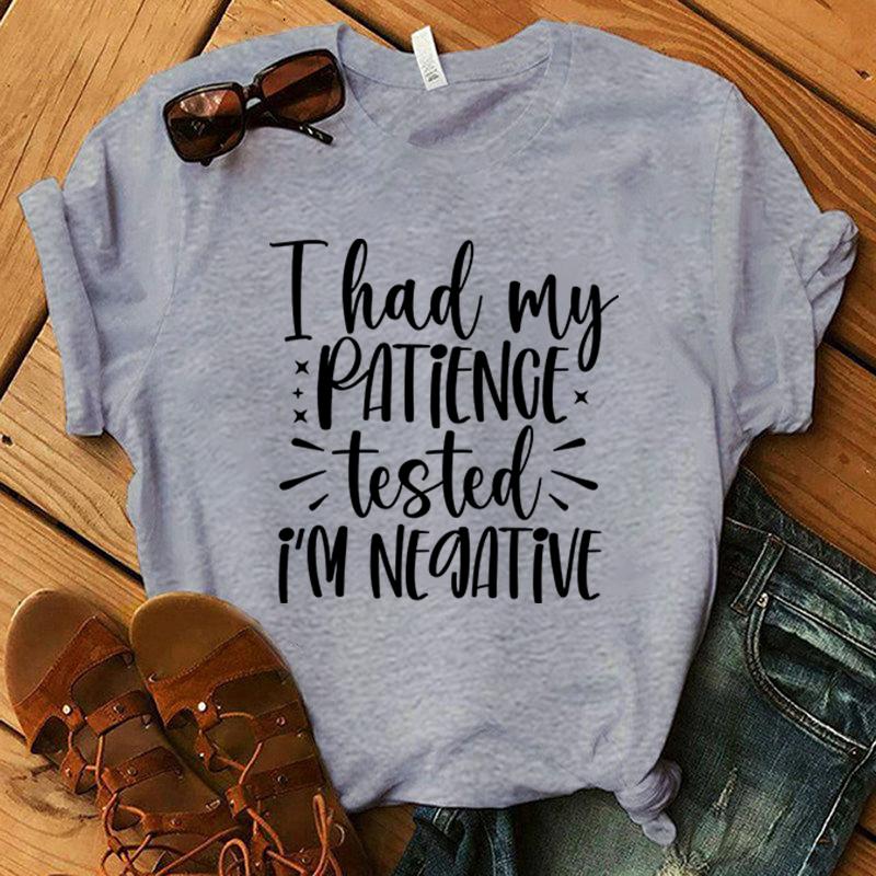 Горячие футболки с коротким рукавом с надписью «Я испытал свое терпение, я отрицательный» для женщин и мужчин, свободные футболки, повседневные летние футболки S
Горячие футболки с коротким рукавом с надписью «Я испытал свое терпение, я отрицательный» для женщин и мужчин, свободные футболки, повседневные летние футболки S