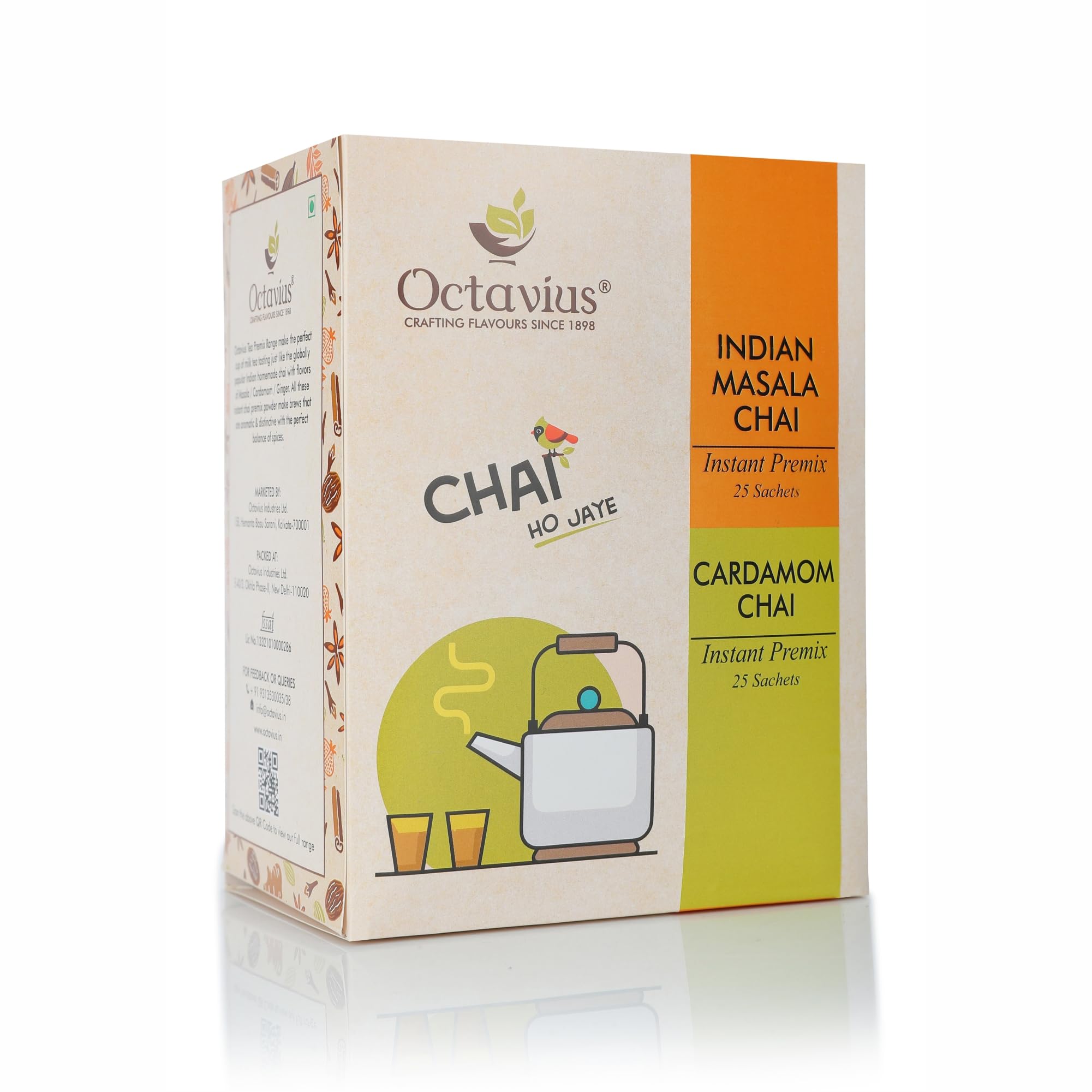 Octavius Indian Masala & Cardamom Ready Tea Economy Pack (2 in 1) - 50 Sachets,750 Grams
Octavius Indian Masala & Cardamom Ready Tea Economy Pack (2 in 1) - 50 Sachets,750 Grams