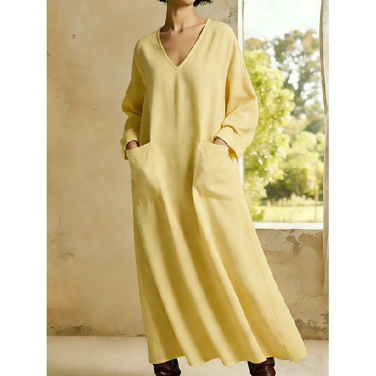 2026 New Loose Casual Solid Color V-Neck Pocket Long Sleeve Women s Cotton Linen Dress XXXL жовтий
2026 New Loose Casual Solid Color V-Neck Pocket Long Sleeve Women s Cotton Linen Dress XXXL жовтий