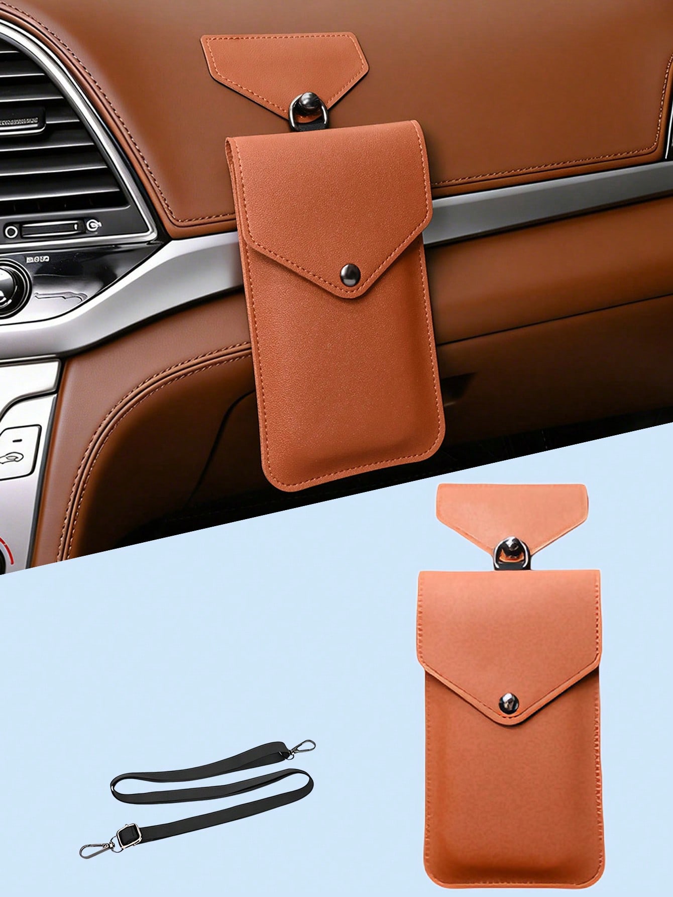 Universal Multi-Use Car Storage Bag with Shoulder Strap, Stick-On, Premium Leather, For Dashboard, Door, Seat Back
Universal Multi-Use Car Storage Bag with Shoulder Strap, Stick-On, Premium Leather, For Dashboard, Door, Seat Back