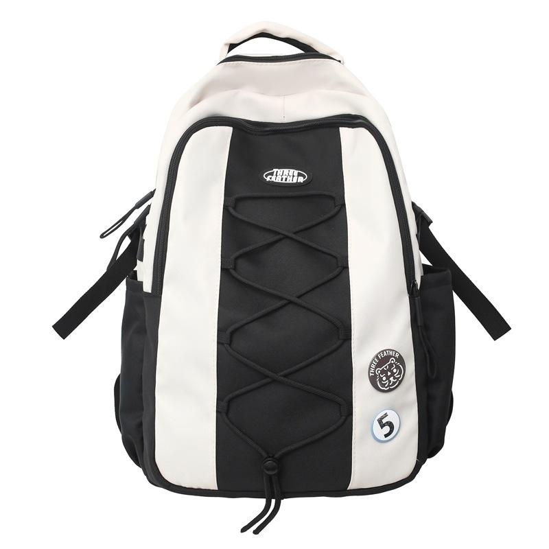 Trendy cool badge drawstring double-layer student schoolbag new color matching large-capacity backpack with pendant
Trendy cool badge drawstring double-layer student schoolbag new color matching large-capacity backpack with pendant