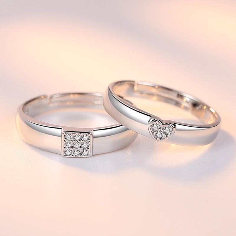 Korean Style Platinum Heart & Square Shaped Couple Wedding Rings Jewelry Adjustable Open Size
Korean Style Platinum Heart & Square Shaped Couple Wedding Rings Jewelry Adjustable Open Size