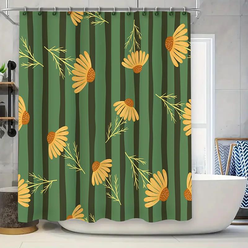 Floral Green Striped Shower Curtain For Bathroom Decor Home Decoration Set Includes Rings (Set Of 1) W60H190(CM)-1 Pcs
Floral Green Striped Shower Curtain For Bathroom Decor Home Decoration Set Includes Rings (Set Of 1) W60H190(CM)-1 Pcs