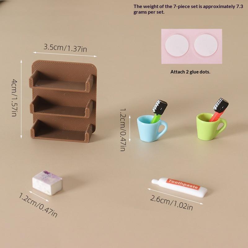 7Pcs Doll House Bathroom Scene Decor 1:12 Dollhouse Mini Cup Toothpaste Toothbrush Set Simulation Storage Rack Model
7Pcs Doll House Bathroom Scene Decor 1:12 Dollhouse Mini Cup Toothpaste Toothbrush Set Simulation Storage Rack Model