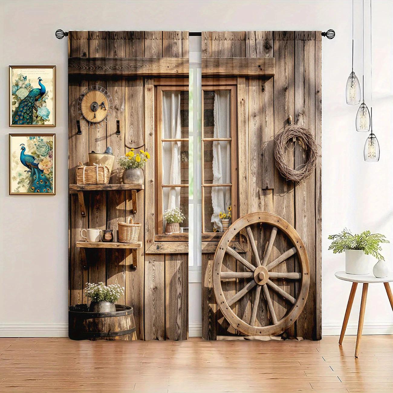 Retro Wooden House Pattern Printed Curtains, Pole Bag Curtains, Home Decoration, Room Decoration W60H190(CM)-1 Pcs
Retro Wooden House Pattern Printed Curtains, Pole Bag Curtains, Home Decoration, Room Decoration W60H190(CM)-1 Pcs