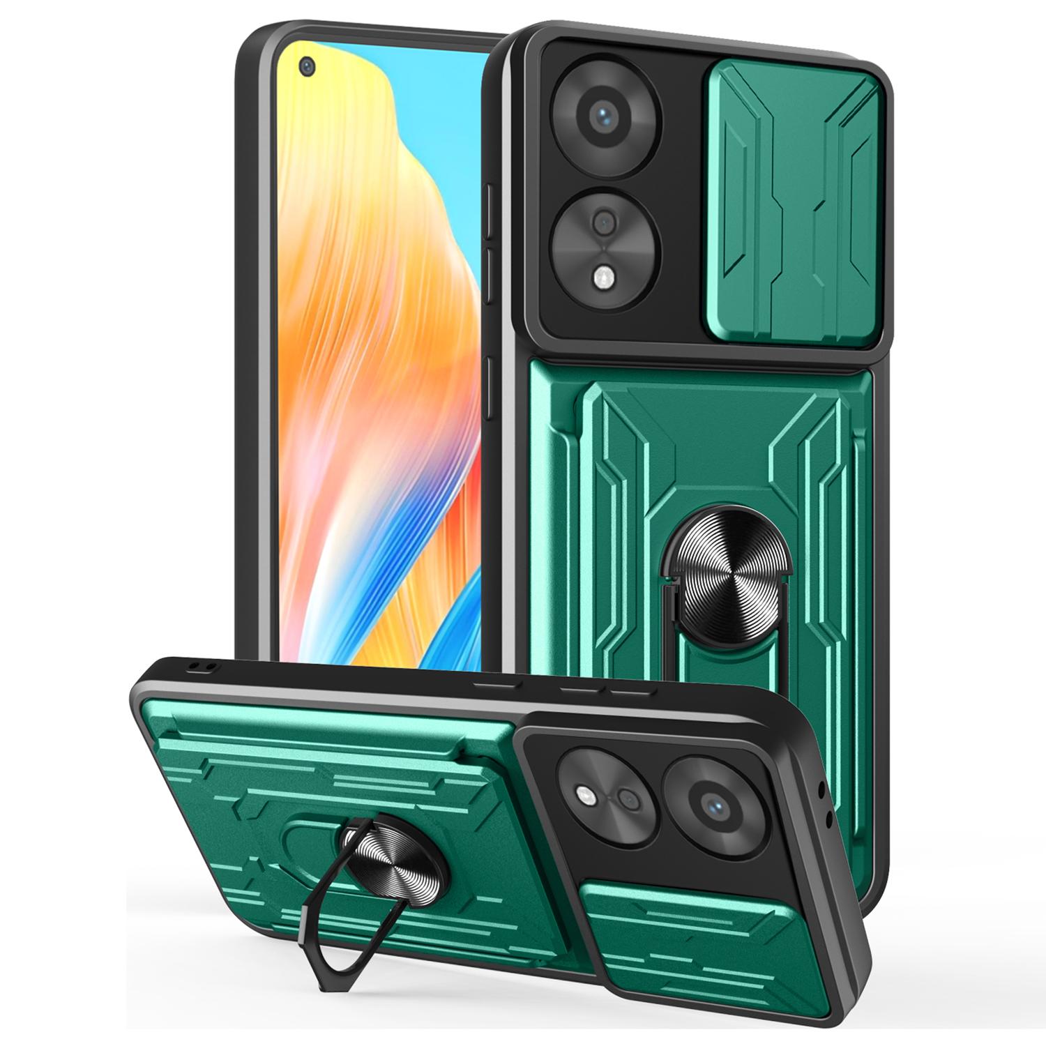 For Oppo A78 4G Case PC+TPU Kickstand Phone Back Cover with Camera Slider Blackish Green
For Oppo A78 4G Case PC+TPU Kickstand Phone Back Cover with Camera Slider Blackish Green