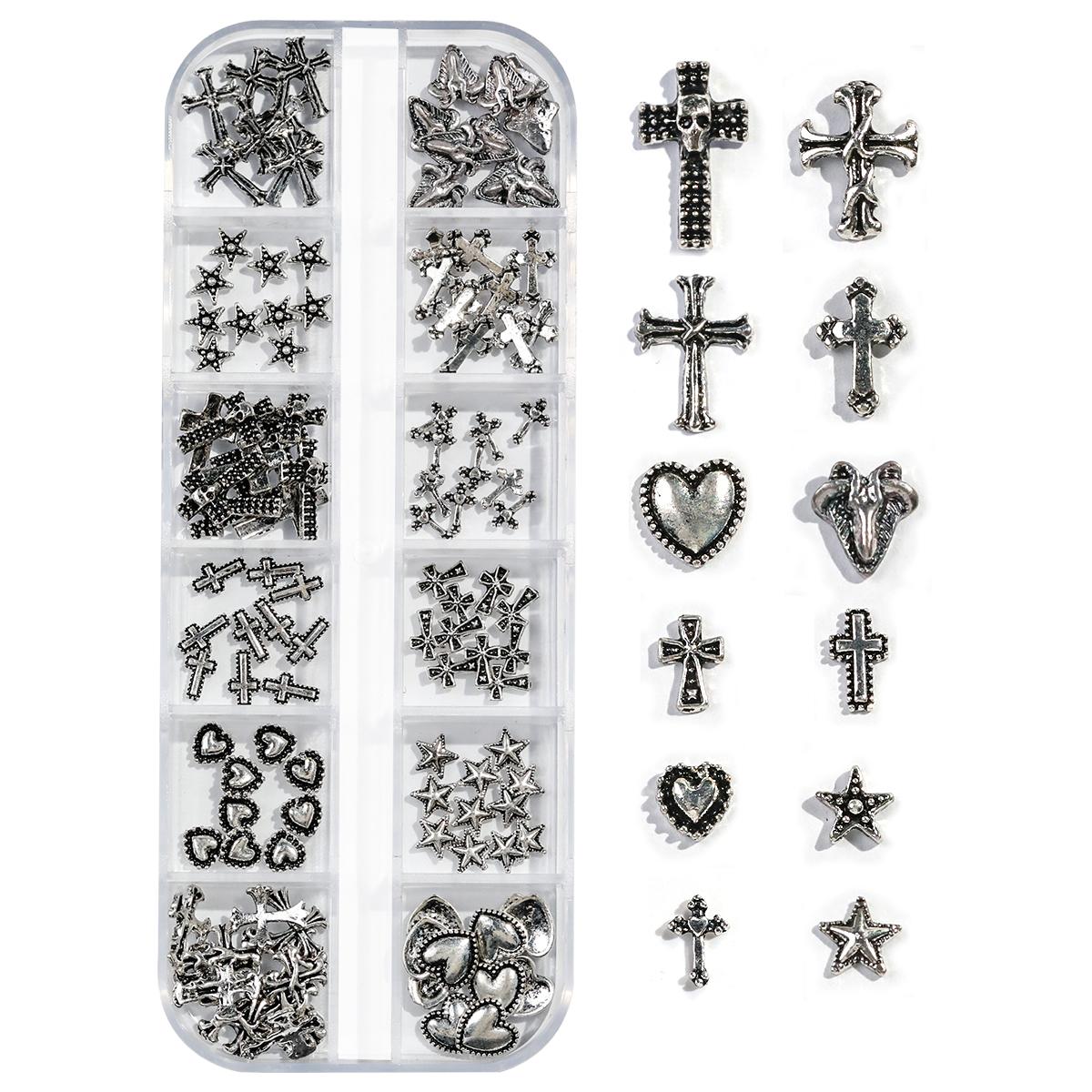 1/3Boxed 12 Grids Vintage Cross Shaped Zinc Alloy Jewelry Nails Supplies Heart&Star Shaped Metal y2k Nail Art Decoration
1/3Boxed 12 Grids Vintage Cross Shaped Zinc Alloy Jewelry Nails Supplies Heart&Star Shaped Metal y2k Nail Art Decoration