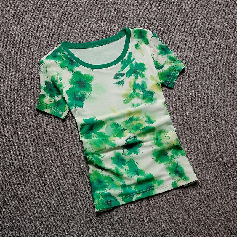 2024 New Floral Print Mesh Fashionable Short Sleeve T-Shirt Green L
2024 New Floral Print Mesh Fashionable Short Sleeve T-Shirt Green L