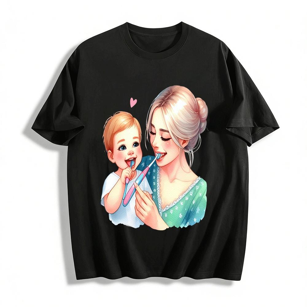 Parent Child Tooth Brushing Print Casual Top For Adults Kids Pure cotton T-shirt XXS
Parent Child Tooth Brushing Print Casual Top For Adults Kids Pure cotton T-shirt XXS