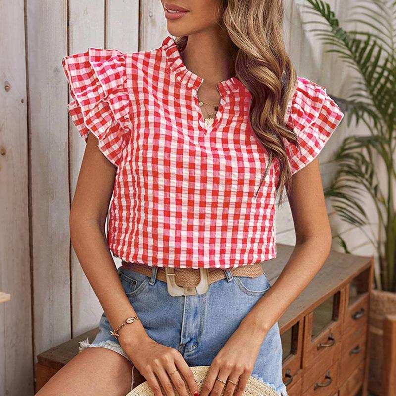 ZANZEA Женская повседневная блузка с V-образным вырезом, клетчатым принтом и рукавами-колпачками 2XL красный
ZANZEA Женская повседневная блузка с V-образным вырезом, клетчатым принтом и рукавами-колпачками 2XL красный