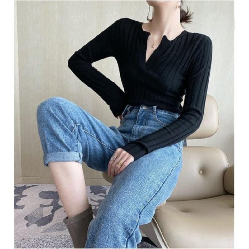 Осенний женский свитер с V-образным вырезом, ретро пуловер, вязаный свитер с длинными рукавами, внутренний свитер XL чёрный
Осенний женский свитер с V-образным вырезом, ретро пуловер, вязаный свитер с длинными рукавами, внутренний свитер XL чёрный