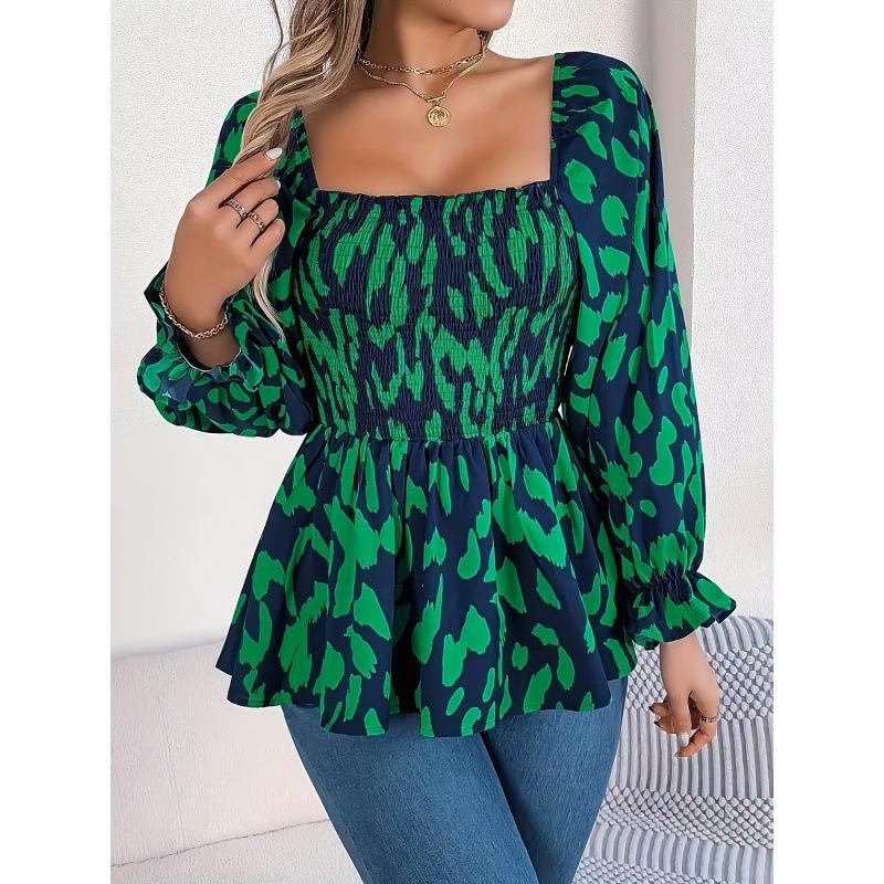 2025 Women s Casual Elegant Leopard Print Chiffon Shirt: Square Neck, Wood Ear Trim, Long Sleeves S темно-зеленого
2025 Women s Casual Elegant Leopard Print Chiffon Shirt: Square Neck, Wood Ear Trim, Long Sleeves S темно-зеленого