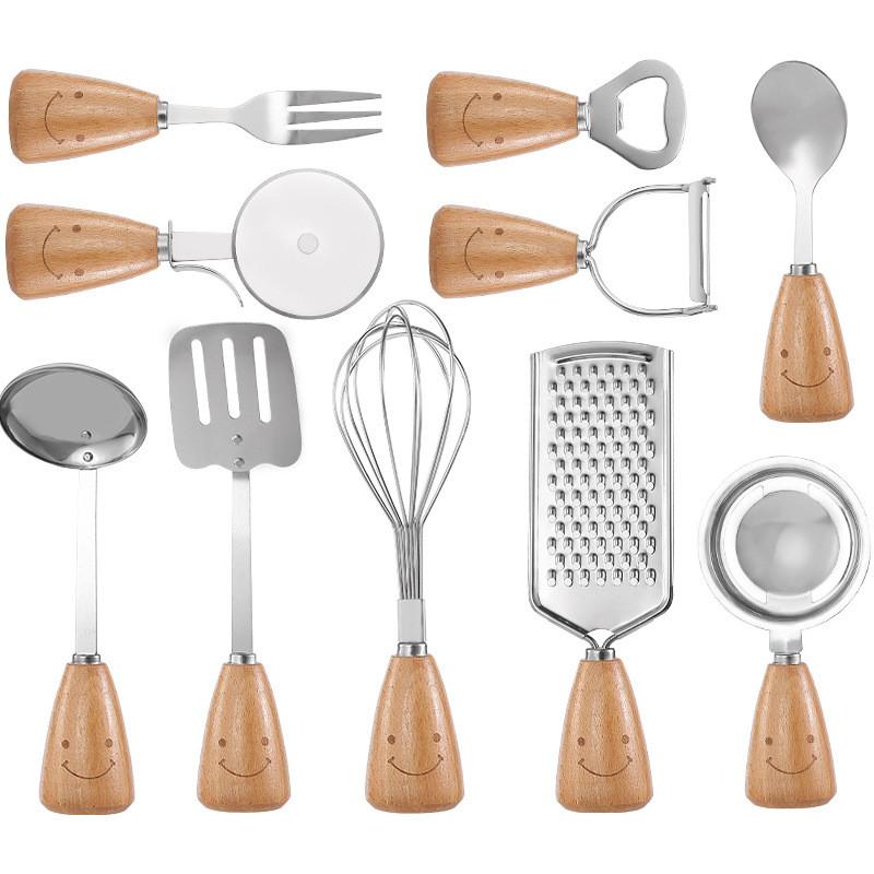 11 Pcs/Set Creative Smiling Face Stainless Steel Gadget Tool with Anti-Slip Round Wooden Handle Kitchen Cooking Utensils Set срібний
11 Pcs/Set Creative Smiling Face Stainless Steel Gadget Tool with Anti-Slip Round Wooden Handle Kitchen Cooking Utensils Set срібний