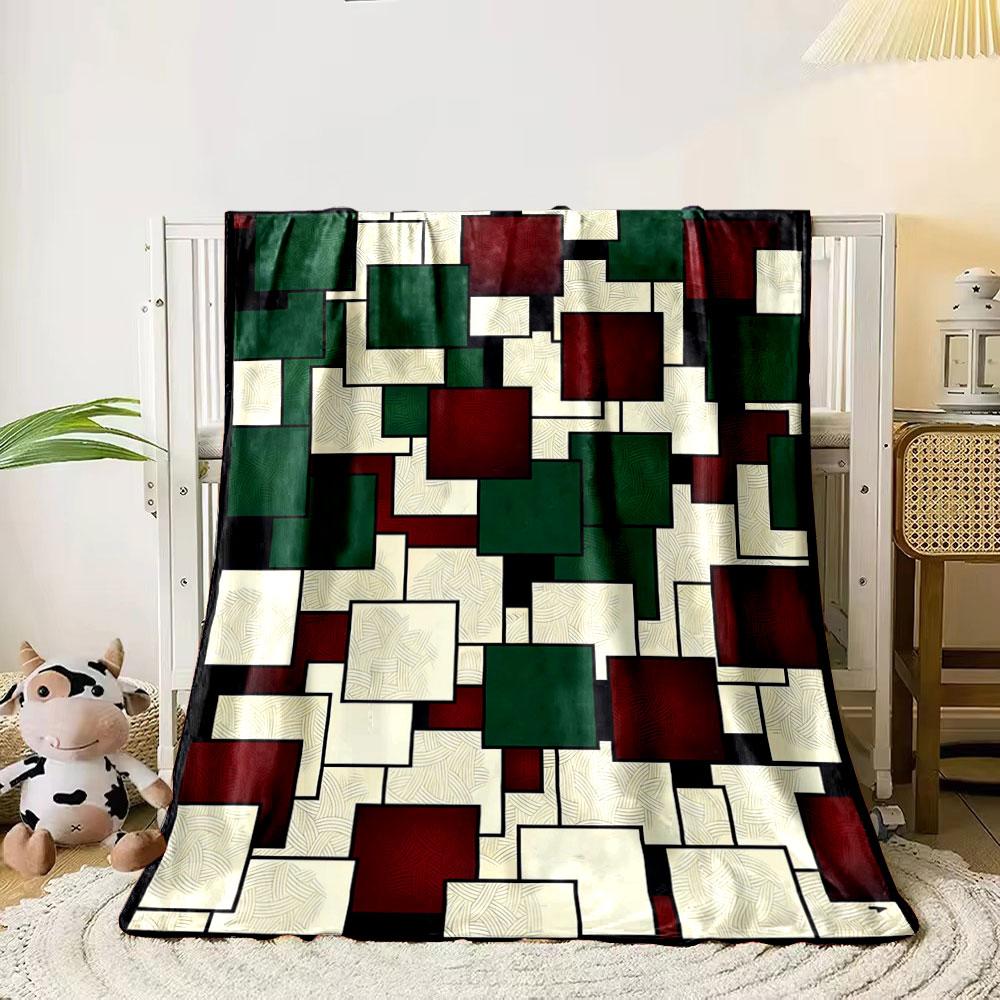 Overlapping squares in green, red, and cream with leaf motifs. for all seasons blanket lunch break throw gift 80cm x 120cm
Overlapping squares in green, red, and cream with leaf motifs. for all seasons blanket lunch break throw gift 80cm x 120cm
