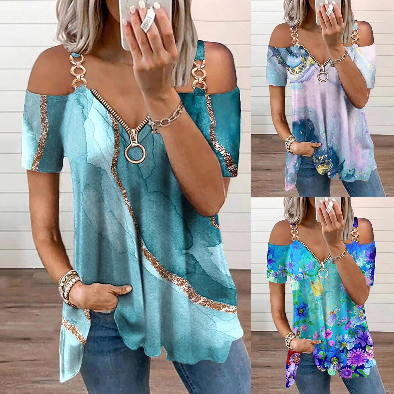 Женские летние повседневные сексуальные топы с v-образным вырезом и принтом без бретелек на молнии с короткими рукавами
Женские летние повседневные сексуальные топы с v-образным вырезом и принтом без бретелек на молнии с короткими рукавами