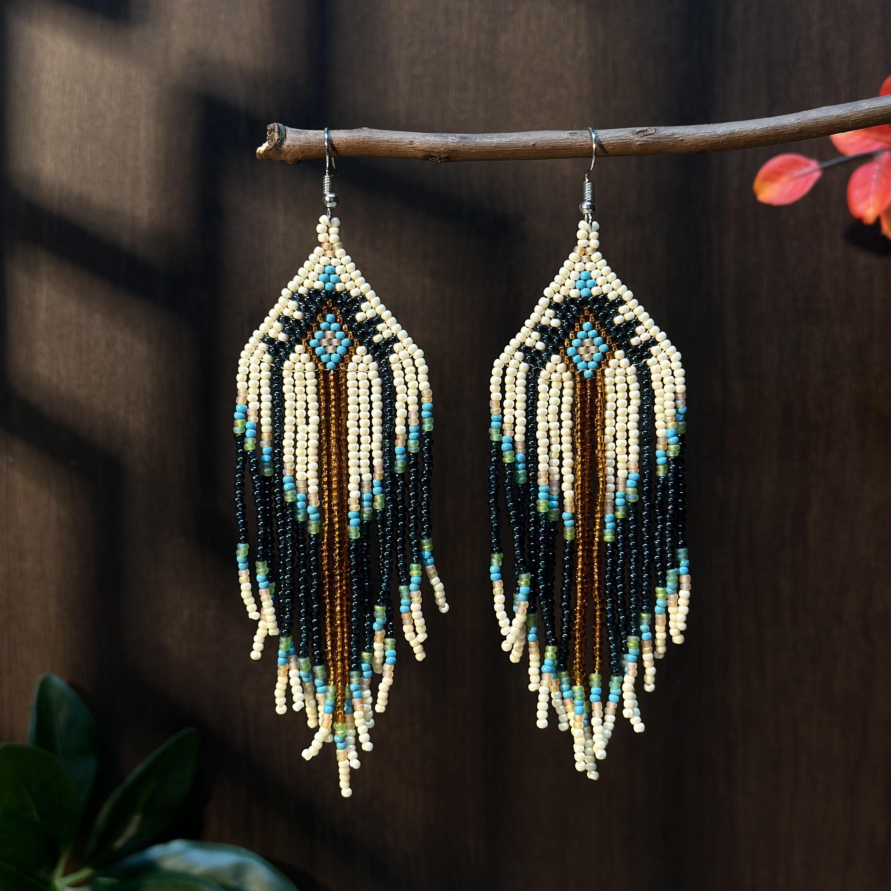Bohemian style long tassels, handmade beaded earrings, seed beads, geometric shapes, earrings, gifts for mothers
Bohemian style long tassels, handmade beaded earrings, seed beads, geometric shapes, earrings, gifts for mothers