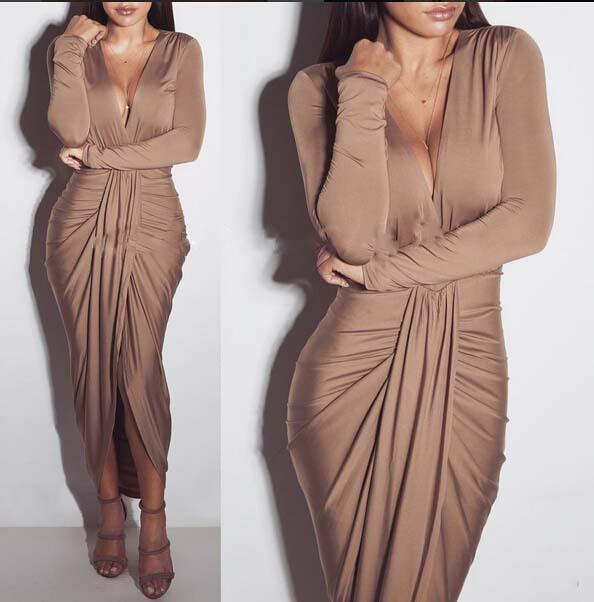 New in autumn and winter, European and American V-neck long-sleeved cotton sexy fashionable pleated nightclub dress, high-quality version S хаки
New in autumn and winter, European and American V-neck long-sleeved cotton sexy fashionable pleated nightclub dress, high-quality version S хаки