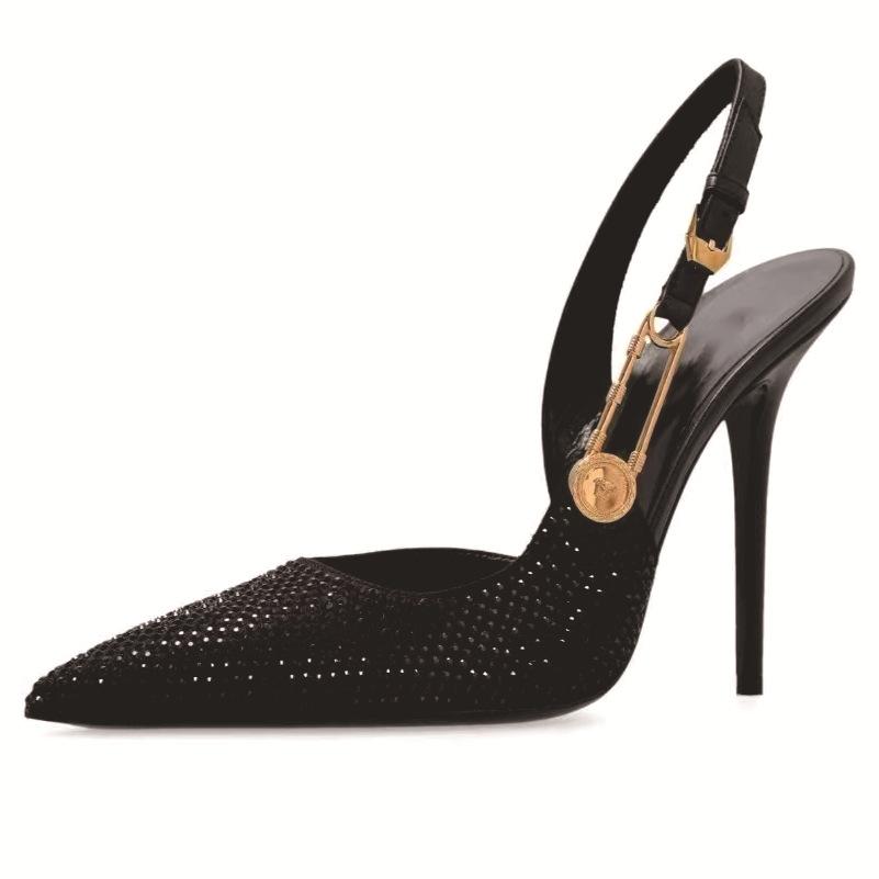 Directly from the pointed crystal high heels, simple and fashionable versatile empty bag head high heels sandals 34
Directly from the pointed crystal high heels, simple and fashionable versatile empty bag head high heels sandals 34