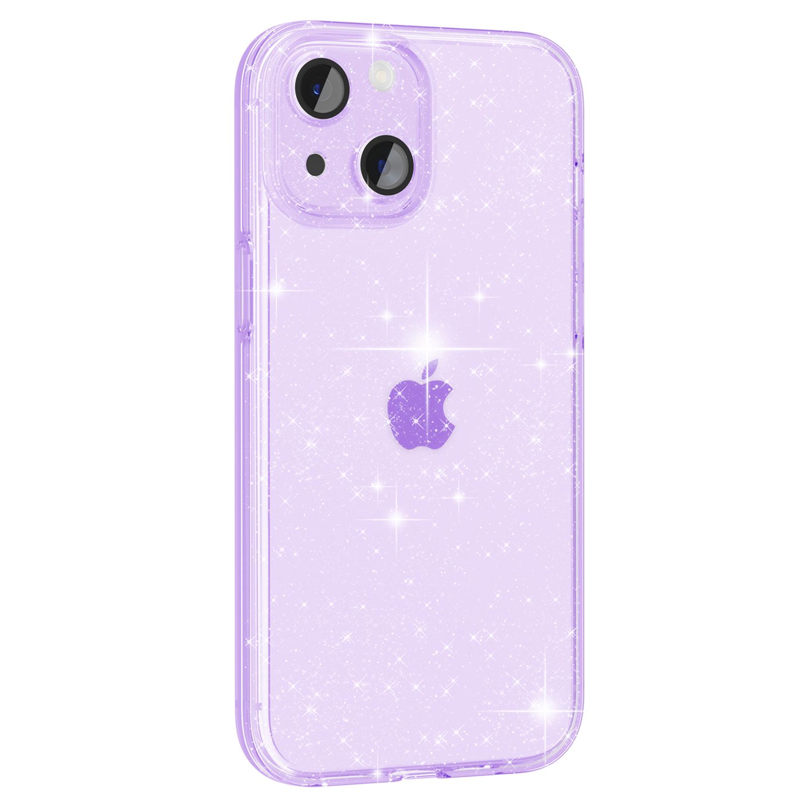For iPhone 14 Plus Hard PC Soft TPU Protective Case Anti-Collision Phone Cover with Built-in Camera Lens Protector Glittery Purple
For iPhone 14 Plus Hard PC Soft TPU Protective Case Anti-Collision Phone Cover with Built-in Camera Lens Protector Glittery Purple