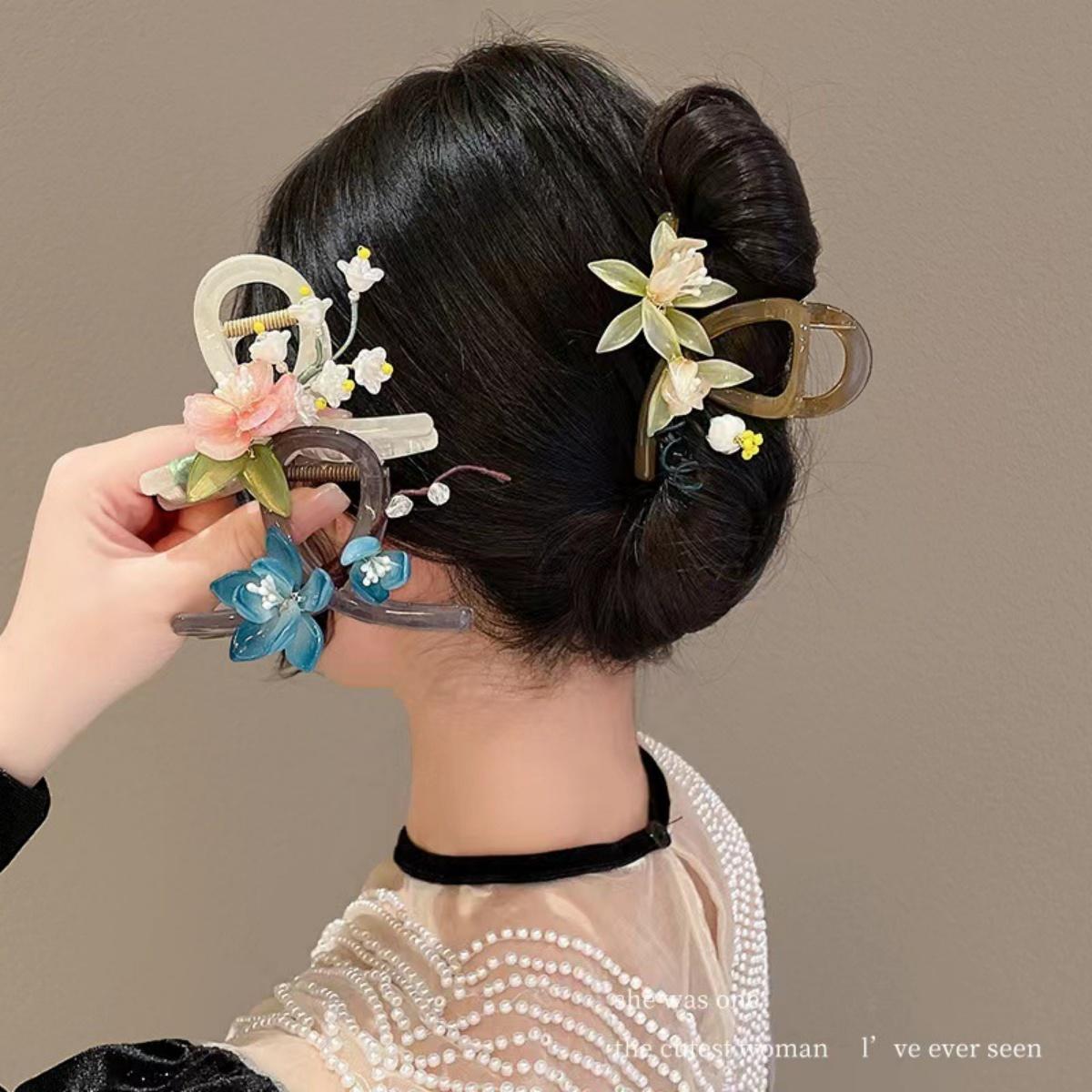 New Flower Hair Claw For Women Elegant Chinese Style Magnolia Bamboo Leaf Peach Blossom Hair Clips Summer Beach Shark Claws
New Flower Hair Claw For Women Elegant Chinese Style Magnolia Bamboo Leaf Peach Blossom Hair Clips Summer Beach Shark Claws