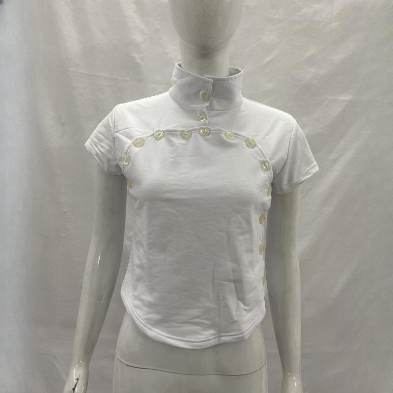 Y2K summer high neck hollowed out single breasted button slim fit solid color casual top L білий
Y2K summer high neck hollowed out single breasted button slim fit solid color casual top L білий