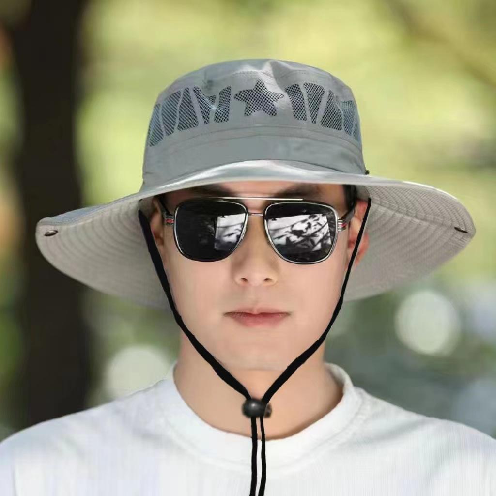 Шляпа летняя мужская анти-ультрафиолетовая шляпа от солнца с козырьком мужская полая дорожная шляпа от солнца шляпа-ведро горячая светло-серый