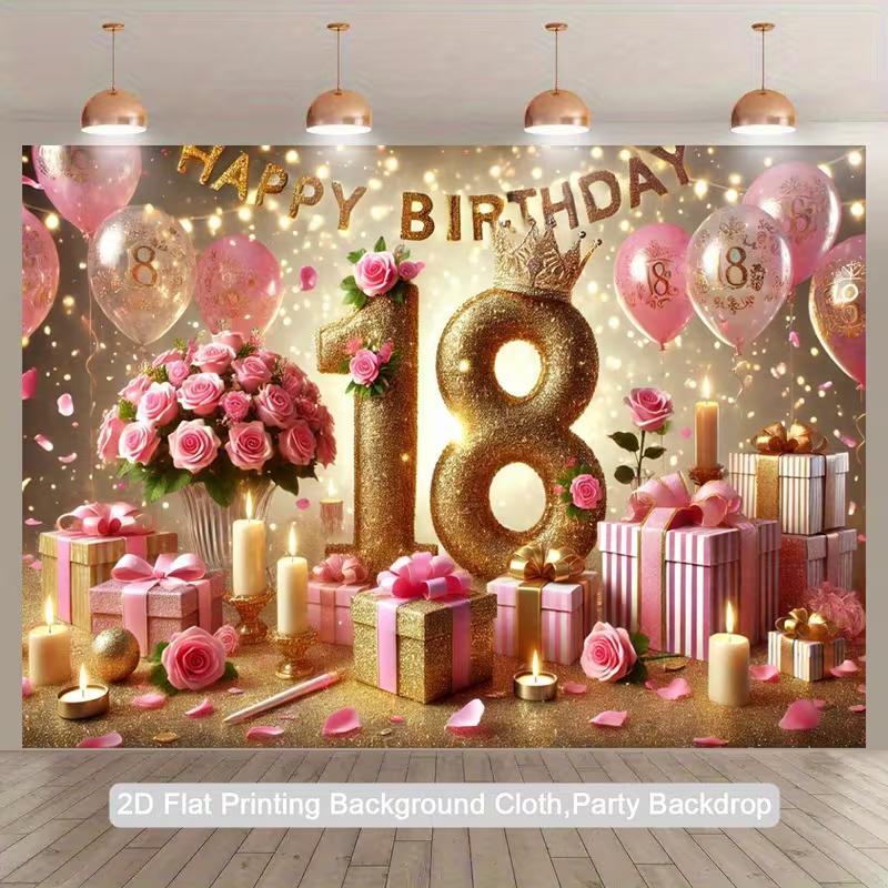 2D Luxury Pink Gold 18th Happy Birthday Photography Background Banner 47.2x31.5inch/120*80cm
2D Luxury Pink Gold 18th Happy Birthday Photography Background Banner 47.2x31.5inch/120*80cm