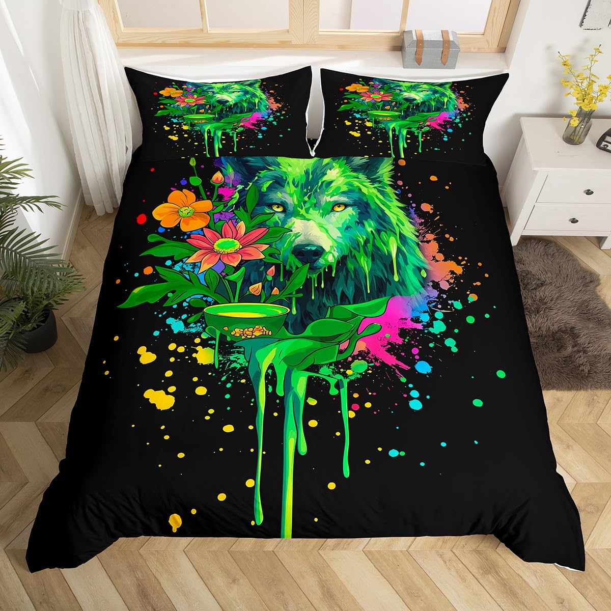 Wolf Comforter Cover King Queen,Safari Animal Bedding Set for Boys Adults Wild Wolves Duvet Cover Smoky Mountain Quilt Cover EU Single(135x200cm)
Wolf Comforter Cover King Queen,Safari Animal Bedding Set for Boys Adults Wild Wolves Duvet Cover Smoky Mountain Quilt Cover EU Single(135x200cm)