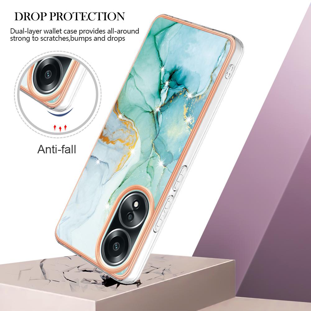 For Oppo A58 4G TPU Case with IMD Marble Pattern Electroplated Back Cover Green 003
For Oppo A58 4G TPU Case with IMD Marble Pattern Electroplated Back Cover Green 003