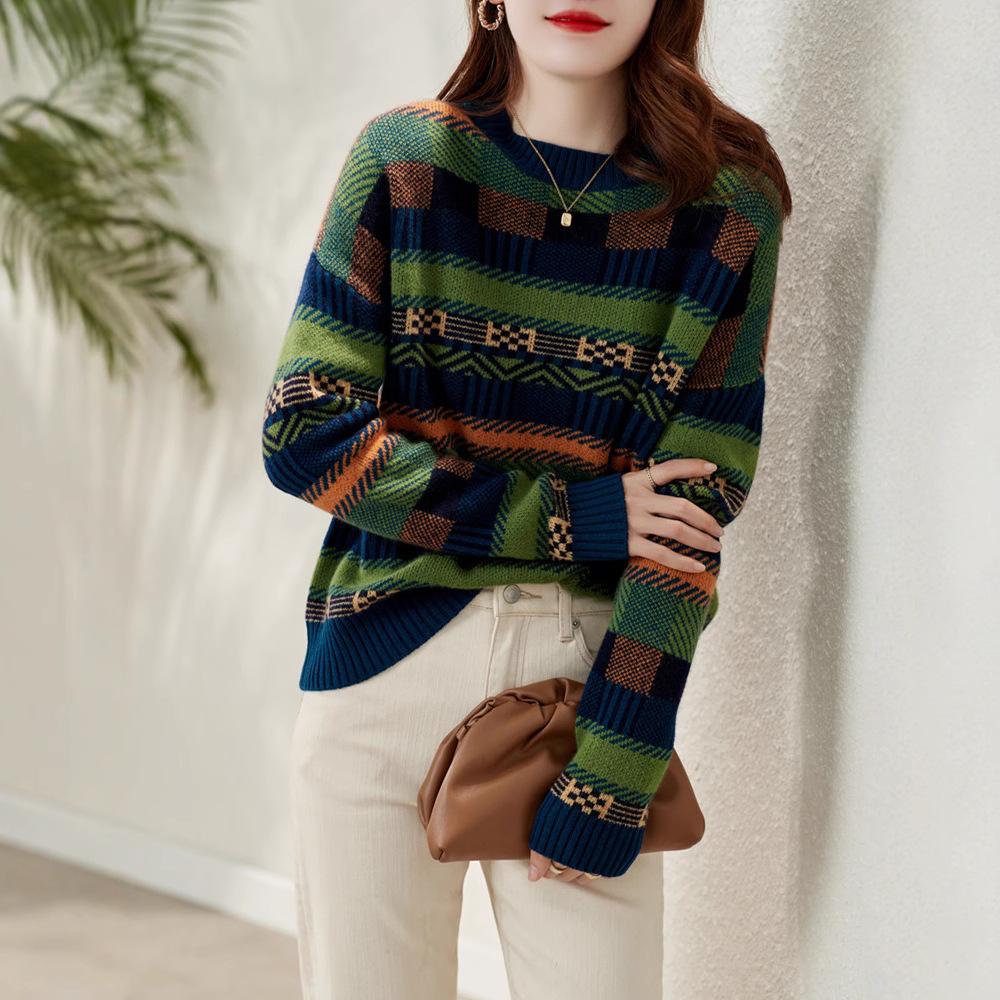 Осенне-зимняя базовая рубашка, контрастный полосатый свитер, женский свободный свитер для верхней одежды, модный XS зелёный
Осенне-зимняя базовая рубашка, контрастный полосатый свитер, женский свободный свитер для верхней одежды, модный XS зелёный